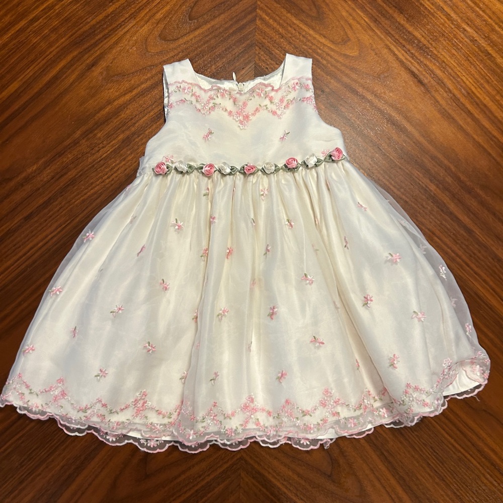 Cinderella Cream and Pink Floral Kids Dress